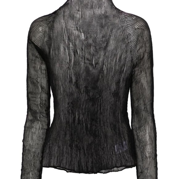 Issey Miyake black chiffon twist top, size 2 - Picture 7 of 9